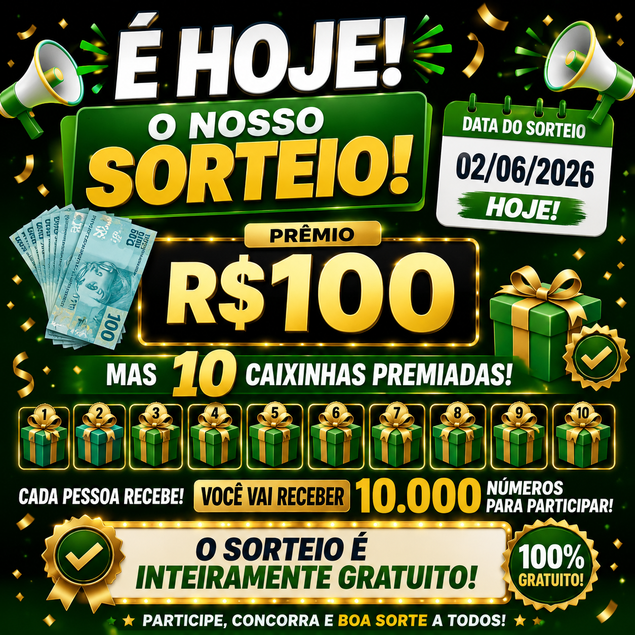 RIFA GRATIS DE BOAS VINDAS